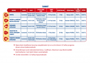 TED Bodrum Koleji Spor ve Sanat Akademisi - Bodrum, Yüzme, Basketbol, Cimnastik, Davul, Perküsyon, Voleybol, Golf, Tenis, Sörf, Okçuluk, Drama, Diksiyon, Boya Atolyesi, Desen, Seramik, Güzel Konuşma